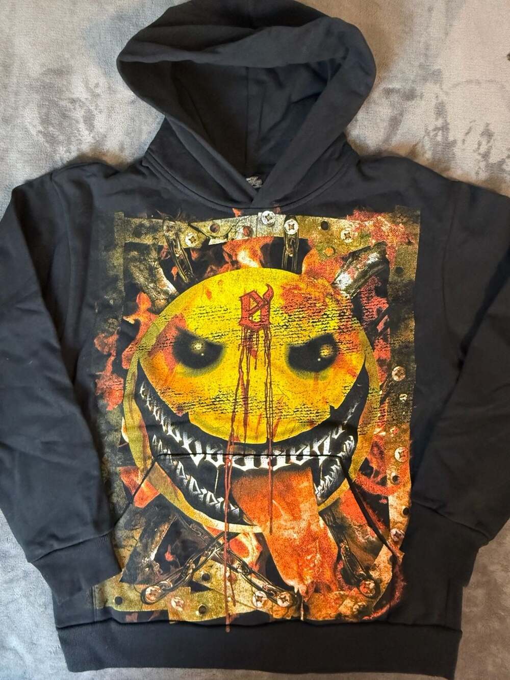 Evil Vice Graphic Hoodie Black Size L